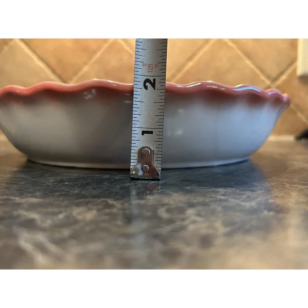 Vintage Ceramic Red Apple Pie Recipe Plate Dish Scalloped 10 Inch